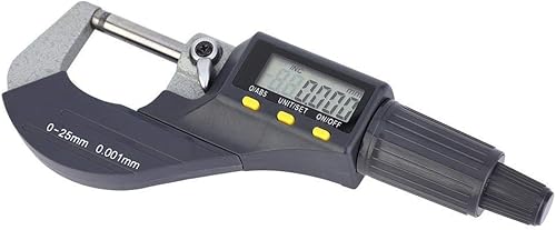 Digital Micrometer 0.00005'/0.001mm Outside Micrometer Caliper Gauge Electronic Digimatic Micrometer Thickness Measuring Resolution Thickness Gauge with Protective Case(0-25mm) - Poueer