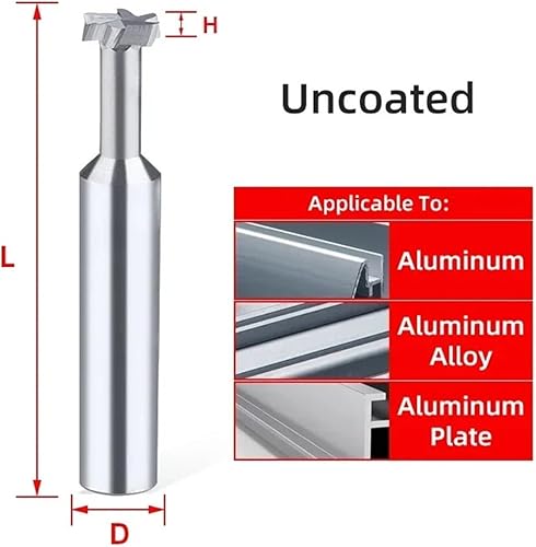 Carbide T Slot Cuttering CNC Tools for Metal Aluminium Steel Machining Tungsten Steel T-Groove End Mills 3 4 5 6 7 8 9 10mm(H3.0,UNCOATED_D9X60L) - Poueer