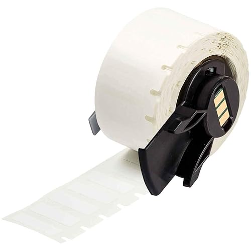 Brady PTL-15-498 TLS 2200 and TLS PC Link 1' Width x 0.275' Height, B-498 Repositionable Vinyl Cloth, Semi-Gloss Finish White Label (750 per Roll) - Poueer
