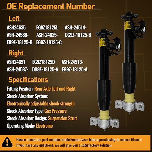 2PCS Rear Shock Absorber Struts Assembly Compatible with Lincoln MKZ 2013-2020 2.0L 3.7L, for Ford Fusion 2013 2014 2015 2016 2017 1.5L 1.6L 2.0L 2.5L EG9Z18125L ASH24651 EG9Z18125D - Poueer