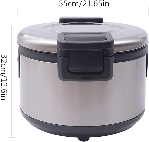 19L 20QT Commercial Rice Warmer, 110V 100W Non-stick Inner Pot Electric Rice Warmer with Warm Function only, Restaurant Stainless Steel Rice Warmer with Dual Temperature Control - Poueer