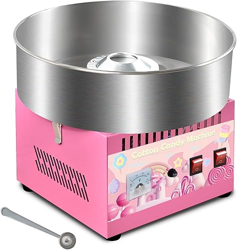 Cotton Candy Machine Commercial, 1000W Cotton Candy Maker Machine, Candy Floss Maker with Stainless Steel Bowl, Sugar Scoop，double switch easy and safe to use for Kids, Home, Party, Birthday, Festival - Poueer