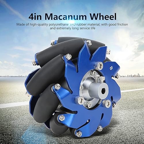 Mecanum Wheels, Left Mecanum Wheel Robot Metal Wheel 4in Mecanum Wheel Left Aluminum with TPU Rubber Rollers Industrial Robot Accessories - Poueer