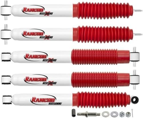 RS5000X Series Set of Front & Rear Shocks fits 1997 2006 Wrangler TJ with 2.5' Lift - Accommodates Larger Wheels - Includes TrendsAuto Decal - Poueer