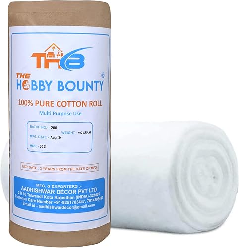 Cotton Roll Undercast Padding Roll Soft and Absorbent Cotton Makeup Remover in an Easy to Tear & Use Roll White Cotton Roll for Art Projects, Craft - Poueer