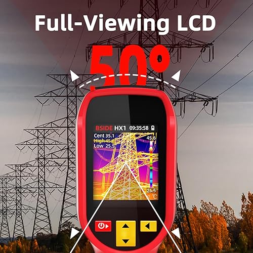BSIDE Thermal Imaging Camera 240 x 240 Resolution Handheld Infrared Camera, 15 Thermal Palettes with 320 x 240 Full-Viewing TFT LCD for Home Inspection HVAC Electrical, 25Hz Refresh Rate, -4℉~1022℉ - Poueer