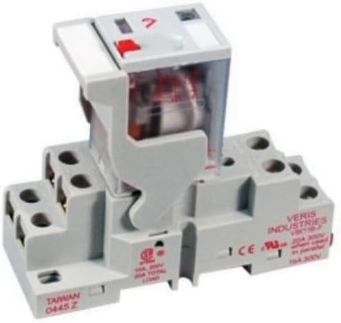 VERIS FKIT-VMD2B-F24D 120VAC 15AMP Rating, 24VDC Coil Rating, DIN Rail Mount, DPDT Relay Output Contacts, Finger Safe TERMINALS, F-KIT Series, Relay Socket KIT - Poueer