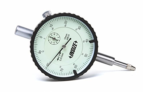 INSIZE DIAL Indicator, 10mm, Flat Back, Silver - Poueer