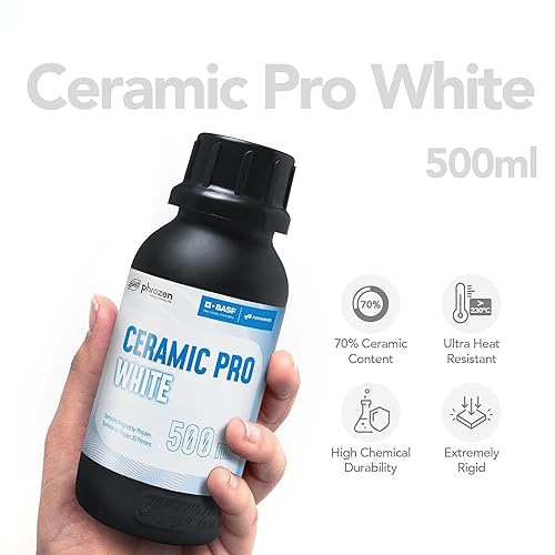 Phrozen Ceramic Pro Resin, Ceramic-Like Matt Finish, Ultra-Low Viscosity, for Industrial-Grade Mechanical Models (White, 1000ml) - Poueer