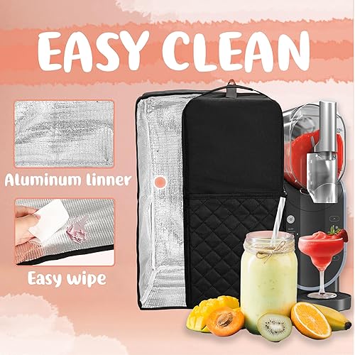 Slushie Machine Dust Cover and Sliding Mat BUNDLE Compatible with Ninja Sluchie Machine, Black - Poueer