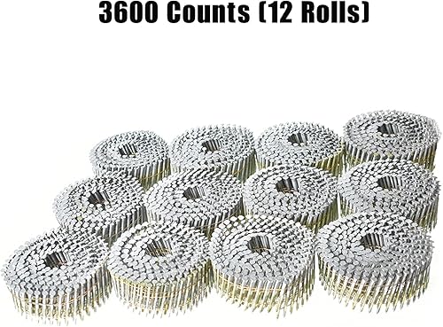 kimllier 3600 Count Coil Siding Nail Full Round Head Wire Collated Coil 15-Degree 2-Inch x .092-Inch Ring Shank Hot Dipped Galvanized - Poueer