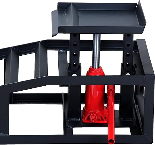 2 Pack Hydraulic Car Ramps 5T 11000lbs Low Profile Car Lift Service Ramps Truck Trailer Garage,Height Hydraulic Vehicle Ramps, Lift Height 9.8-15 Inches -Black - Poueer