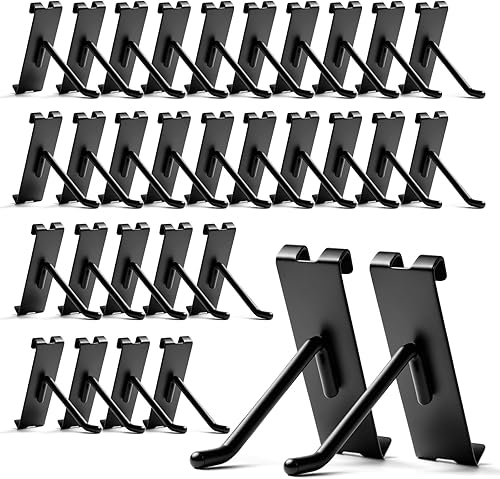 Gridwall Hooks 4 Inch, 60 Pack Metal Display Hooks for Grid Wall, Hanging Hooks for Grid Wall Panels, Black Grid Wall Accessory for Clothes, Home Setup, Retail Display- Gridwall Peg Hooks - Poueer