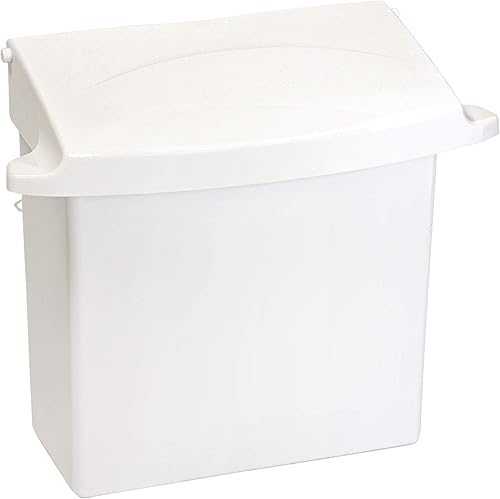Rubbermaid 614000 Sanitary Napkin Receptacle with Rigid Liner, Rectangular, Plastic, White - Poueer