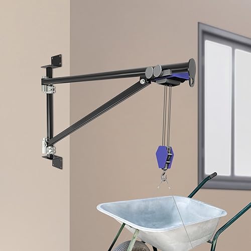 Wall Mount Jib Crane, 440lbs Capacity Wall Mount Hoist Bracket, 180° Swing Alloy Steel Heavy Duty Crane Support Arm Swing Arm Crane Bracket (Red) - Poueer