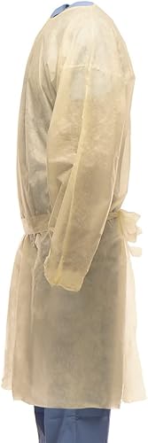 TRONEX 50 Pack AAMI Level 2 Fluid-Resistant Yellow Medical Disposable Isolation Gowns Unisex PPE - Poueer