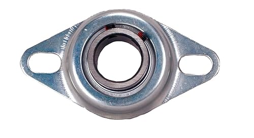 Peer Bearing FHSR202-10-4X728 2 Bolt Flange Unit, Rubber Insulated, Narrow Inner Ring, Set Screw Locking Collar, Single Lip Seals, Pressed Steel, 5/8' Bore, 3' Center Length - Poueer