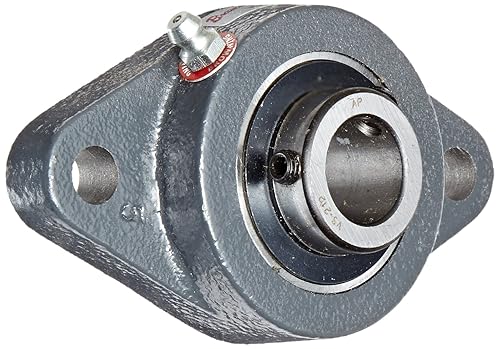 VF2S-212 Normal-Duty Flange Unit, 2 Bolt, Setscrew Lock, Regreasable, Contact and Flinger Seal, Cast Iron, Inch, 3/4' Bore, 3-17/32' Bolt Hole Spacing Width, 4-13/32' Overall Width - Poueer