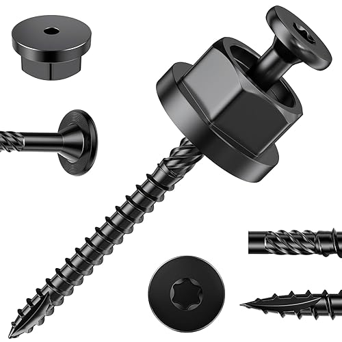 Carbon Steel Hex Nut and Screw Assortment, 32pcs 1' Hex Nuts and #14 x 4.5 Wood Screws, Fastening Tool for Decorating Outdoor Pergolas, Gazebos and Decks - Poueer