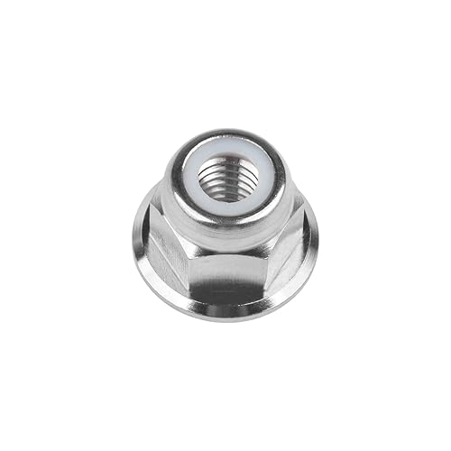 Titanium M6 M8 M10 M12 M14 Nuts Flange Nylon Lock Nut Pack of 6 (M12 Pitch 1.25mm) - Poueer