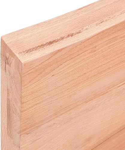 vidaXL Treated Solid Oak Wood Table Top | Live Edge | Home and Office Friendly | Light Brown| Dimensions: 39.4'x19.7'x(0.8'-1.6') - Poueer