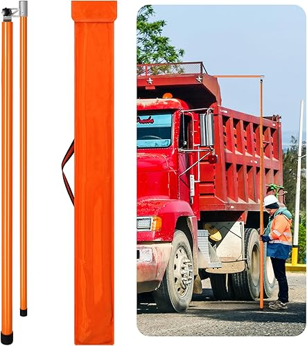 Umigy 15 Feet Load Height Measuring Stick Sturdy Fiberglass Height Stick for Trucks with Adjustable Pole Non Conductive Retractable Measurement Tool with Carrying Bag for Trucks, Car Haulers - Poueer