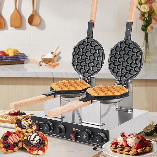 Bubble Waffle Maker 2800W Electric Bubble Waffle Maker Machine Non-stick Egg Waffle Maker Bubble Waffle Baker for Home and Commercial Use - Poueer