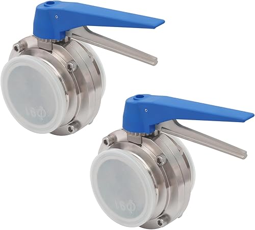 3 Inch Tri Clamp Sanitary Butterfly Valve with Trigger Handle Stainless Steel 304 Tri Clamp Clover (2 Pack 3 Inch Trigger Butterfly Valve) - Poueer