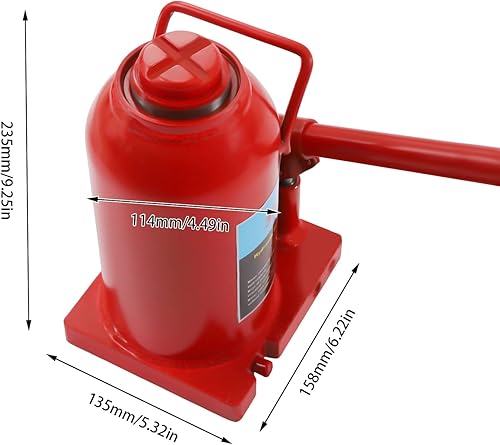 Hydraulic Welded Bottle Jack 50T(110,231lbs) Capacity for Auto Repair and House Lift, Red - Poueer