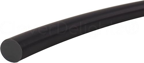 CleverDelights Solid Rubber Cord - 1/4' Diameter - 100 Feet - Buna 70 Durometer - Black - .25' Round Cord - Poueer