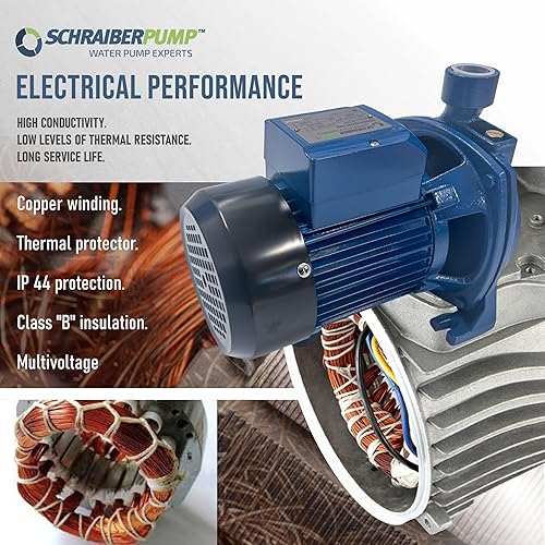 cpm158. Centrifuga Pump, Power 1 hp, 115V, Cooper Winding, 79ft Head, 24.2gpm Flow, S. Steel Shaft, Threaded inlet and outlet,Thermal protector,Brass priming plug. - Poueer