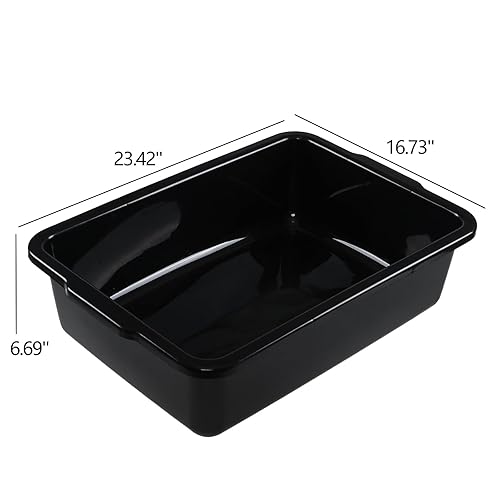 4-Pack 32 Liter Large Black Bus Tubs, Commercial Plastic Bus Trays - Poueer