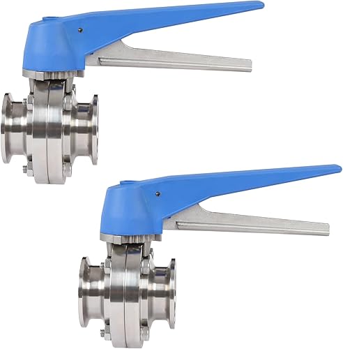 3 Inch Tri Clamp Sanitary Butterfly Valve with Trigger Handle Stainless Steel 304 Tri Clamp Clover (2 Pack 3 Inch Trigger Butterfly Valve) - Poueer