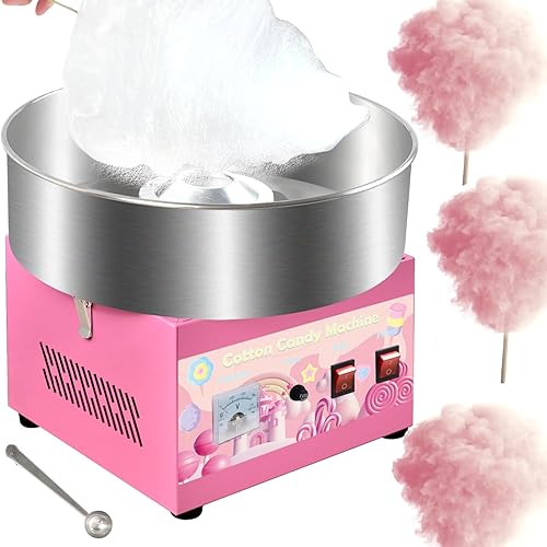 Cotton Candy Machine Commercial, 1000W Cotton Candy Maker Machine, Candy Floss Maker with Stainless Steel Bowl, Sugar Scoop，double switch easy and safe to use for Kids, Home, Party, Birthday, Festival - Poueer