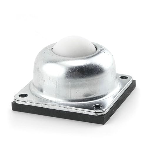 BT-1-1/2 Flange Mounted Nylon Ball Transfer with Neoprene Cushion, Carbon Steel, 1-1/2' Diameter, 250 lbs Load Capacity (Case of 4) - Poueer