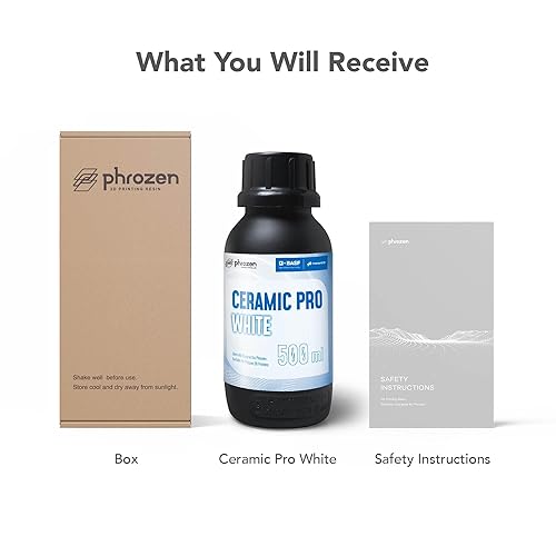 Phrozen Ceramic Pro Resin, Ceramic-Like Matt Finish, Ultra-Low Viscosity, for Industrial-Grade Mechanical Models (White, 1000ml) - Poueer