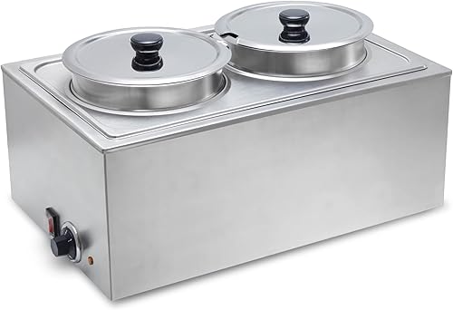 SYBO Commercial Grade Stainless Steel Bain Marie Buffet Food Warmer Steam Table for Catering and Restaurants, Good for Parties Buffet Servers and Warmers, 3 Sections with Tap, Sliver - Poueer