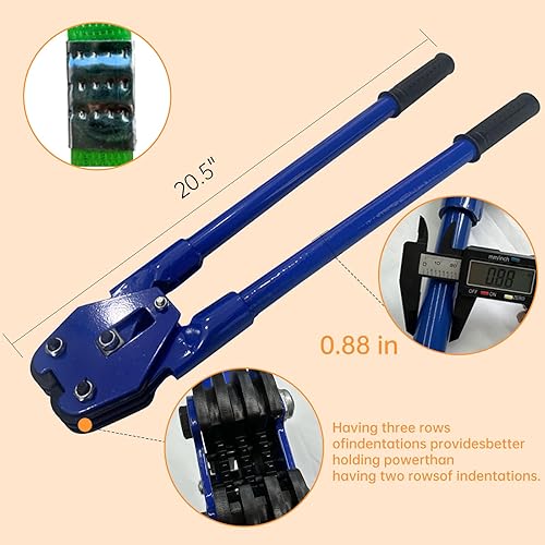 Packaging 5/8”x 0.035'x1000' Polyester (PET) Strapping Kit,1380 Lbs Heavy Duty Pallet Banding Tensioner Tool Sealer Water and Rust Resistance Poly Strapping - Poueer