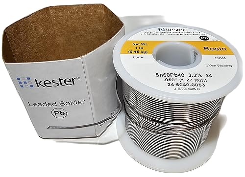 KESTER SOLDER 24-6040-0053 Solder Wire, 60/40 SN/PB, 190°C, 1LB, .050 Diameter, Yellow Label - Poueer