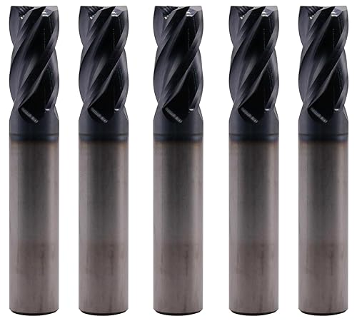 BestParts High Performance 5pcs 7/16' Solid Carbide Square End Mills, AlTiN Coated, 4 Flute, 30 Degree Helix, 7/16' Cutting Diameter, 7/16' Shank Diameter, 1' Length of Cut, 2-3/4' Overall Length - Poueer