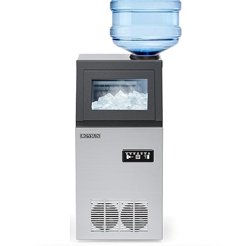 ROVSUN 110LBS/24H Commercial Ice Maker Machine with 2 Water Inlets, Undetcounter Ice Machine with 24lbs Storage Bin, Ice Scoop & Water Filter for Home Office Restaurant Bar Cafe - Poueer