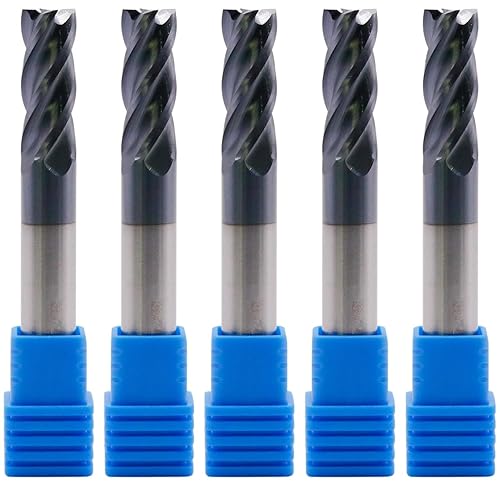 BestParts High Performance 5pcs 7/16' Solid Carbide Square End Mills, AlTiN Coated, 4 Flute, 30 Degree Helix, 7/16' Cutting Diameter, 7/16' Shank Diameter, 1' Length of Cut, 2-3/4' Overall Length - Poueer