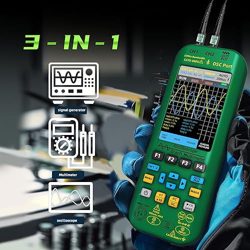 BSIDE 2 Channel Handheld Oscilloscope 3.98 TFT Digital Oscilloscope Multimeter Signal Generator Flexible Current Clamp 4 in 1 Portable Lab Oscilloscope Automotive Tester - Poueer