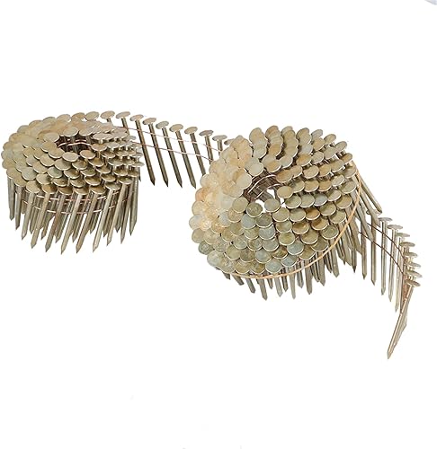 15-Degree Collated Wire Coil 7200 Count Siding Nails 0.12 Inch x 7/8 Inch Full Round Head Ring Shank Hot-Dipped Galvanized - Poueer