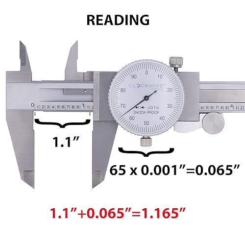 DDLR-0805 Pro Dial Caliper 0-8 Inch Double Shock Proof Stainless Steel Body SAE Measuring Tool - Poueer