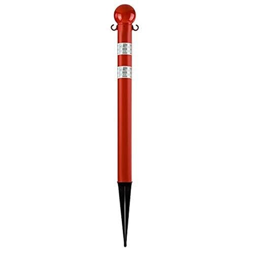 Mr. Chain Deluxe Ground Pole, Red with Reflective Stripes, 2.5-Inch Diameter x 35-Inch Height, Pack of 4 (95451-4) - Poueer