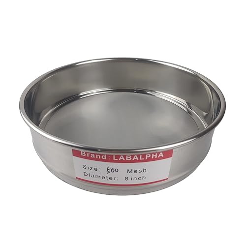 LABALPHA 300 Mesh Lab Sieves, #300 Mesh Test Sieve, 8'' Diameter, 304 Stainless Steel Wire Cloth (0.054mm) - Poueer