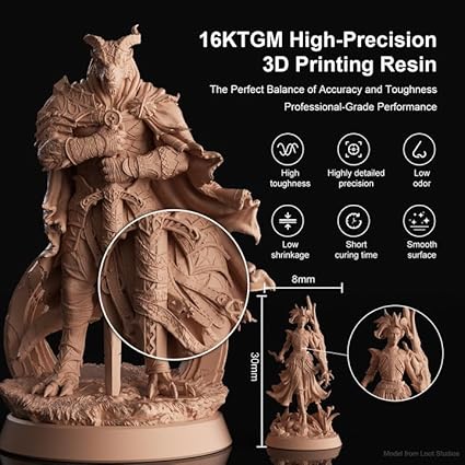 NOVA3D 16K TGM 3D Printer Resin,Tabletop Gaming,High Toughness,Impact Resistance Ultra Precision,405nm LCD Rapid Photopolymer Resin for Board Game Character Model LCD 3D Printing Navy Grey Resin 1kg - Poueer