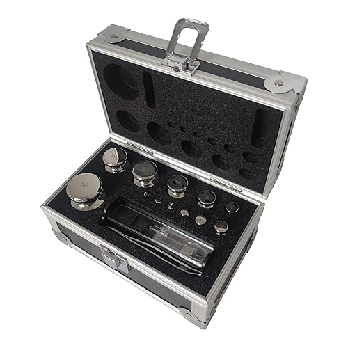 F1 Calibration Weight Kit, High Precision 1mg-500g Weights, 25 Pcs 304 Stainless Steel Weights with Aluminium Alloy Box for Lab Education - Poueer