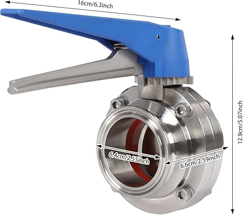 3 Inch Tri Clamp Sanitary Butterfly Valve with Trigger Handle Stainless Steel 304 Tri Clamp Clover (2 Pack 3 Inch Trigger Butterfly Valve) - Poueer